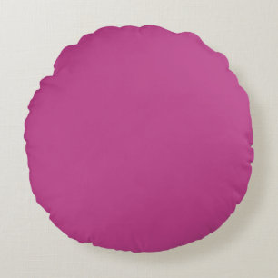 Rose Violet Solid Colour Print, Dark Magenta Pink Round Pillow