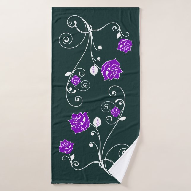 Rose violet Turquoise (Serviette de bain)