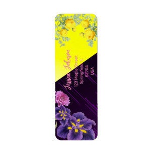 Rose violette et jaune Moderne Floral Coloré Bohèm