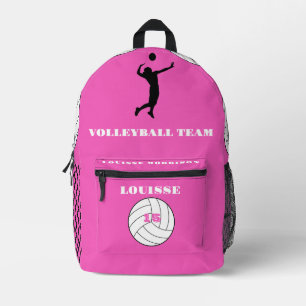 Rose Volleyball Girls Player Sport Printed Backpack