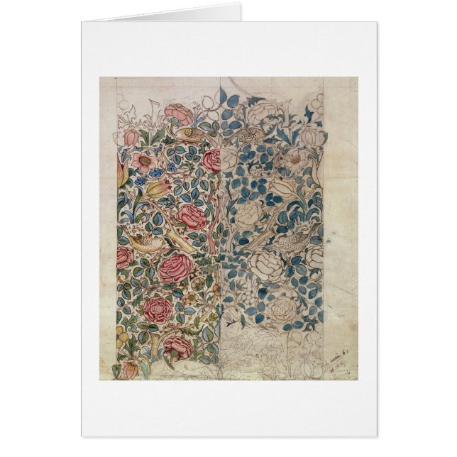 'Rose' wallpaper design (pencil and w/c on paper) (Front)