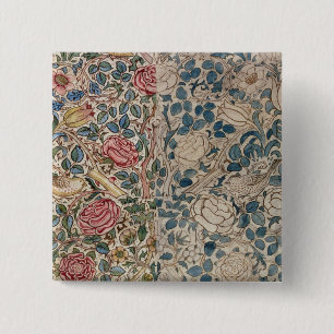 'Rose' wallpaper design (pencil and w/c on paper) 2 Inch Square Button