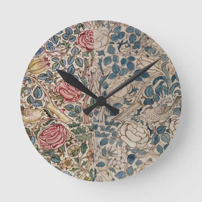'Rose' wallpaper design (pencil and w/c on paper) Round Clock (Front)