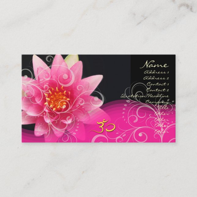 Rose water lilly + pearly swirls, om Business card (Front)
