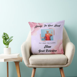 Rose Watercolor Always In Our Heart Keepsake Throw Pillow
