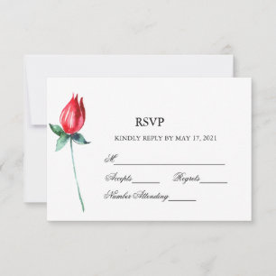 Rose Watercolor Stem Wedding RSVP Card