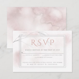Rose Watercolor Wash Grey Willow Branch RSVP Card