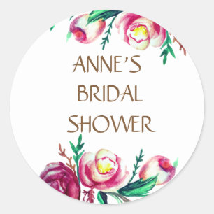 Rose Watercolors Bridal Shower Sticker
