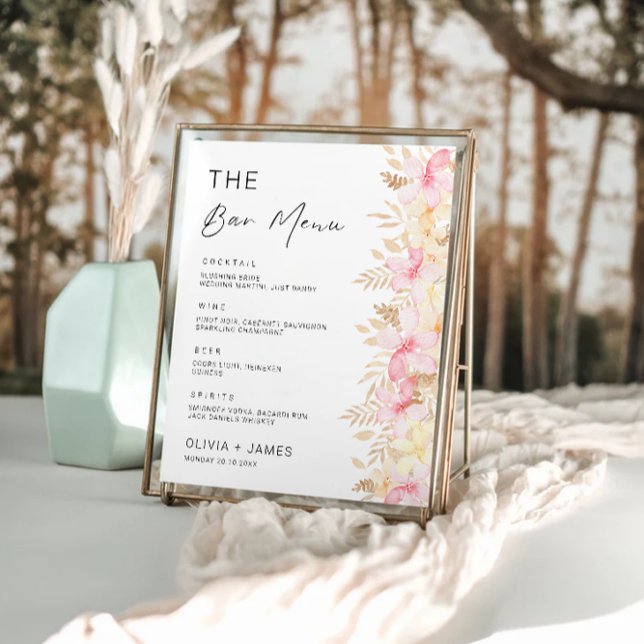 Rose Wedding Bar Menu Sign Template (Rose Wedding Bar Menu Sign Template)