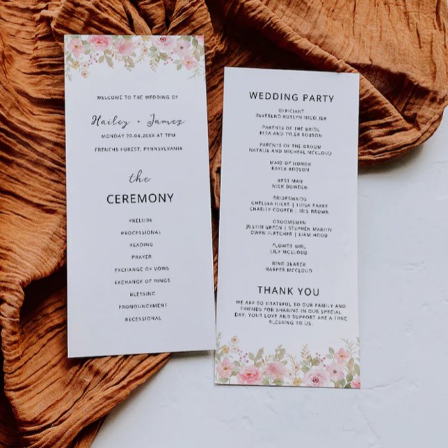Rose Wedding Ceremony Program Template (Rose Wedding Ceremony Program Template)