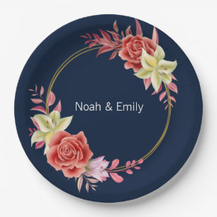 Rose Wedding  Classic Round Sticker Paper Plate