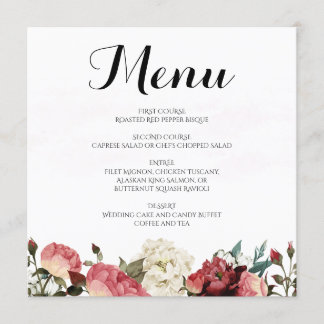 Rose Wedding Menu