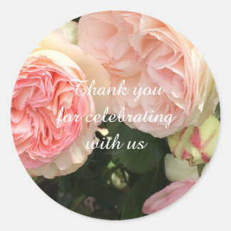 Rose Wedding Thank You Classic Round Sticker