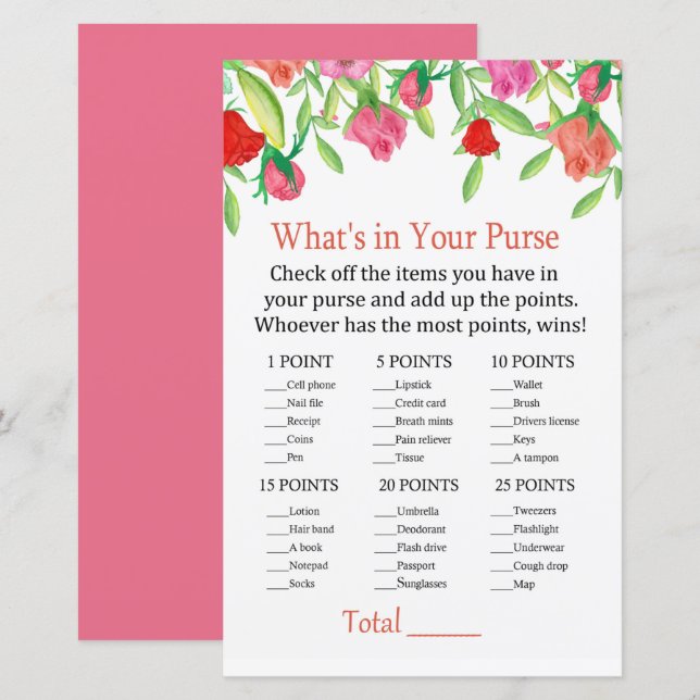 Rose What's in your purse game (Front/Back)