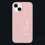 Rose White Elegant Calligraphy Script Name Case-Mate iPhone 14 Case<br><div class="desc">Rose White Elegant Calligraphy Script Custom Personalized Name iPhone 14 Smart Phone Cases features a modern and trendy simple and stylish design with your personalized name in elegant hand written calligraphy script typography on a rose pink background. Designed by ©Evco Studio www.zazzle.com/store/evcostudio</div>