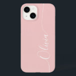 Rose White Elegant Calligraphy Script Name Case-Mate iPhone 14 Case<br><div class="desc">Rose White Elegant Calligraphy Script Custom Personalized Name iPhone 14 Smart Phone Cases features a modern and trendy simple and stylish design with your personalized name in elegant hand written calligraphy script typography on a rose pink background. Designed by ©Evco Studio www.zazzle.com/store/evcostudio</div>