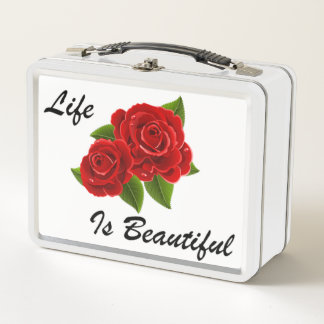 Rose White Metal Lunch Box
