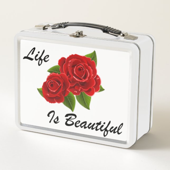 Rose White   Metal Lunch Box (Front)