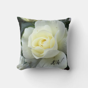 Rose White Photo Garden Throw Pillow