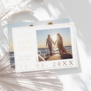 Rose White Photo Wedding Save Our Date Rose