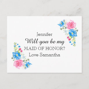 Rose wildflower watercolor   Personalize Invitation Postcard