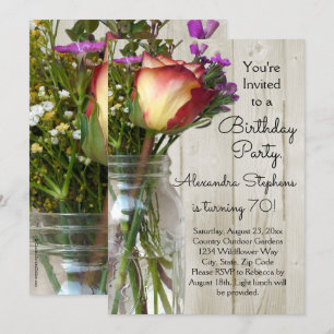 Rose Wildflowers Floral Women's Birthday Party Invitation