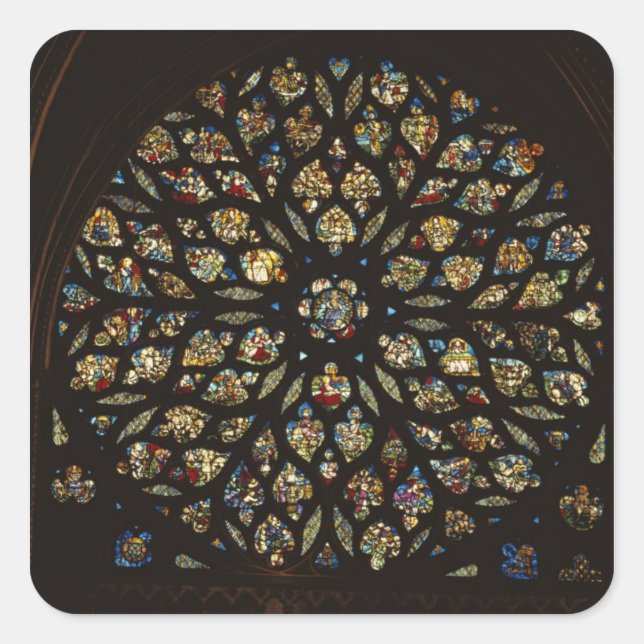 Rose window above the west door, with scenes depic square sticker (Front)