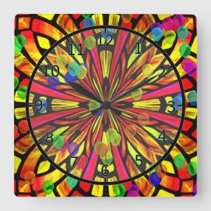 Rose Window Square Wall Clock