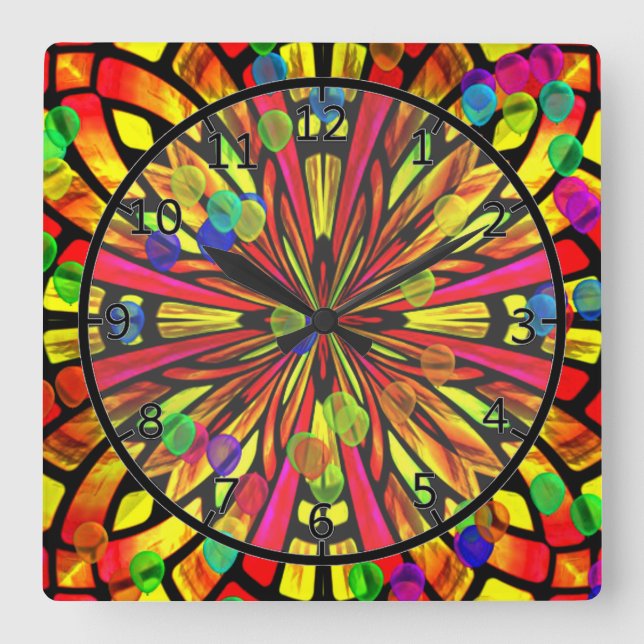 Rose Window Square Wall Clock (Front)
