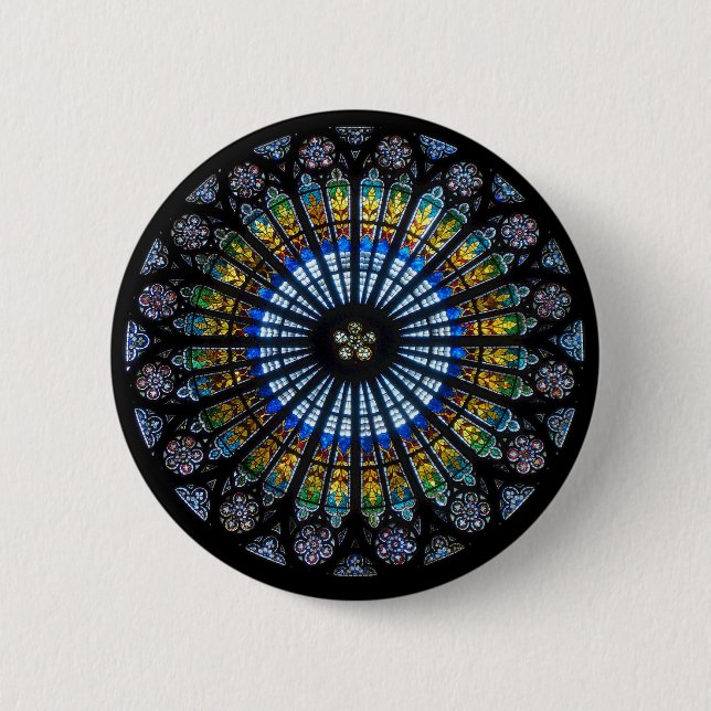 rose window strasbourg cathedral 2 inch round button (Front)
