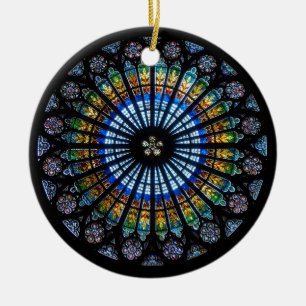 rose window strasbourg cathedral ceramic ornament