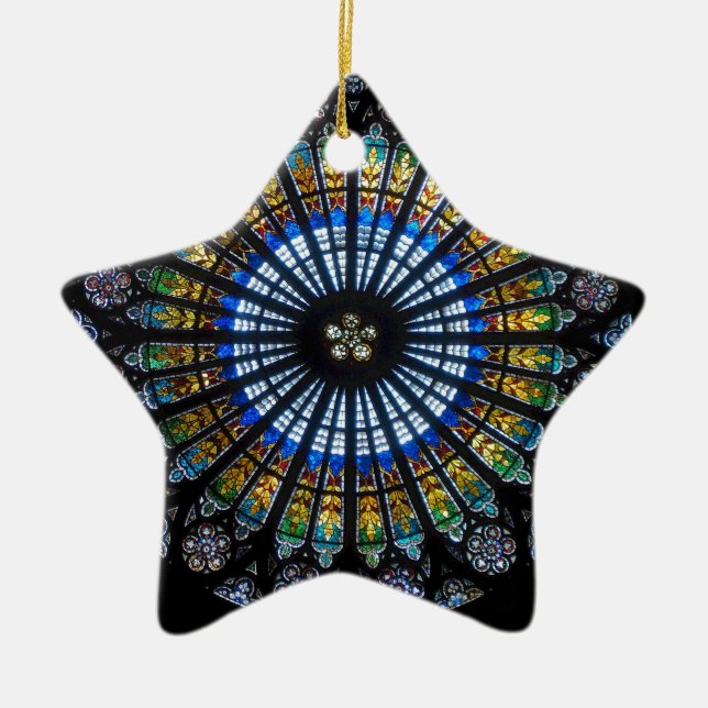 rose window strasbourg cathedral ceramic ornament (Front)