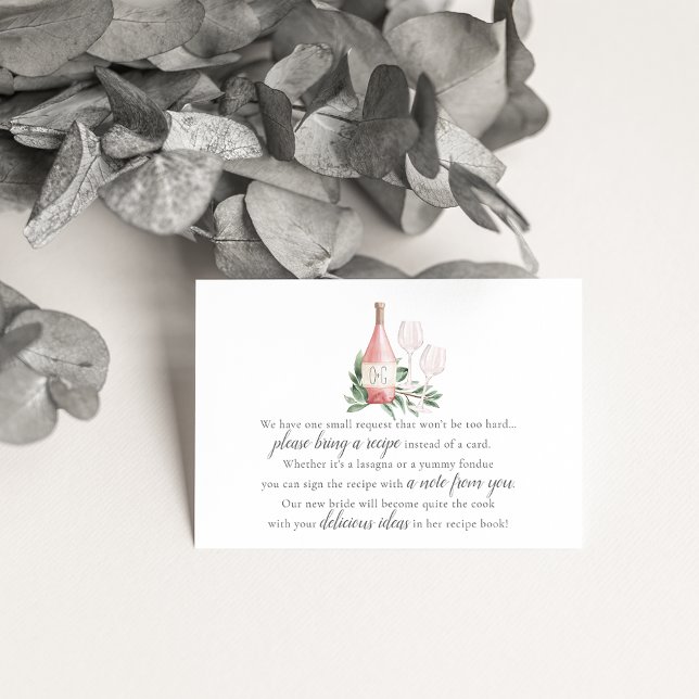 Rosé Wine Bridal Shower Recipe Request Enclosure Card (Creator Uploaded)