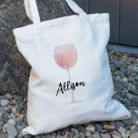 Rosé Wine Bridesmaid Wedding Bridal Party Tote Bag<br><div class="desc">Rosé all day tote bag,  featuring a watercolor painting of a tall wine glass. Customize with the names of your bridal party for a fun momento from your wedding.</div>