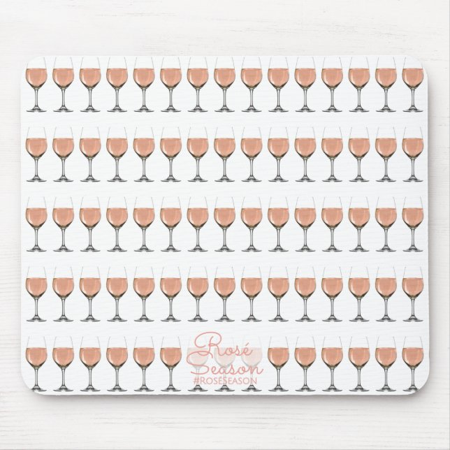 Rosé wine glass patterned mouse pad (Front)