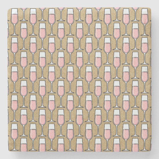 Rose Wine Pattern Gold Stone Coaster (Front)