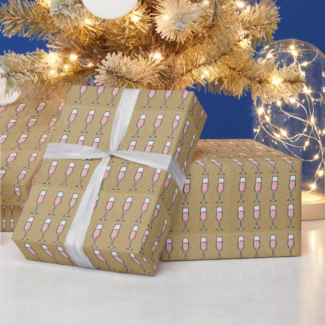 Rose Wine Pattern Gold Wrapping Paper (Holidays)