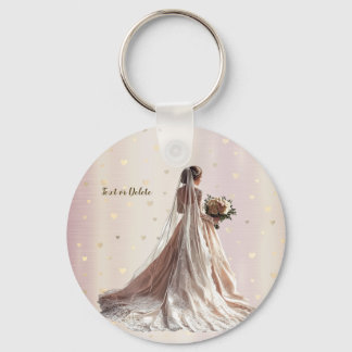 Rose Winter Wedding Bride Golden Shiny Heart Party Keychain