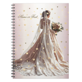Rose Winter Wedding Bride Golden Shiny Heart Party Notebook