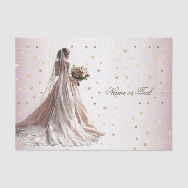 Rose Winter Wedding Bride Golden Shiny Heart Party Tissue Paper (Front)