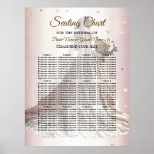 Rose Winter Wedding Bride Golden Shiny Hearts Poster