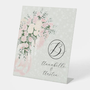 Rose Wisteria Cascading Bouquet  Pedestal Sign