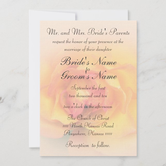 Rose with Verse Wedding Invitation (Front)