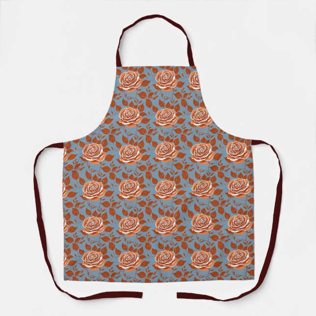 Rose With Warm Tones Of Orange And Rust Apron (Front)