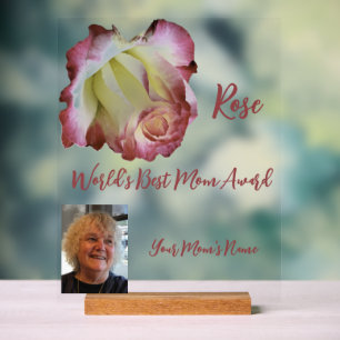 Rose World's Best Mom Award Acrylic Sign