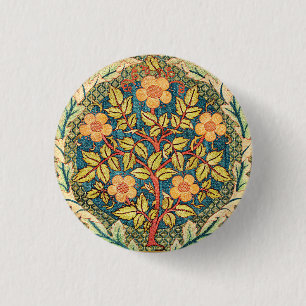 Rose Wreath by William Morris, popular design 1 Inch Round Button