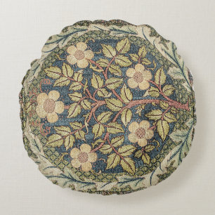 Rose Wreath by William Morris Round Pillow