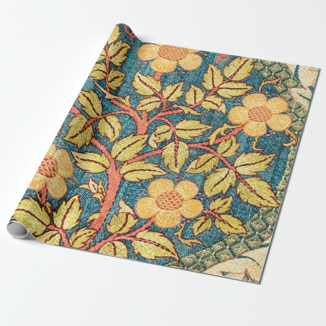 Rose Wreath By William Morris Wrapping Paper (Unrolled)