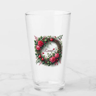 Rose Wreath Love Valentine's Day Glass Cup