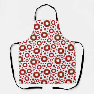 Rose Wreath Polka Pattern for Red Rose Lovers Apron